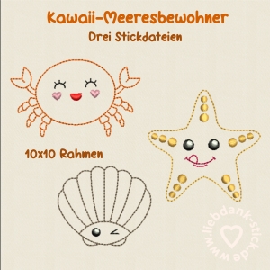 Stickdateien-Set-Kawaii-Meeresbewohner